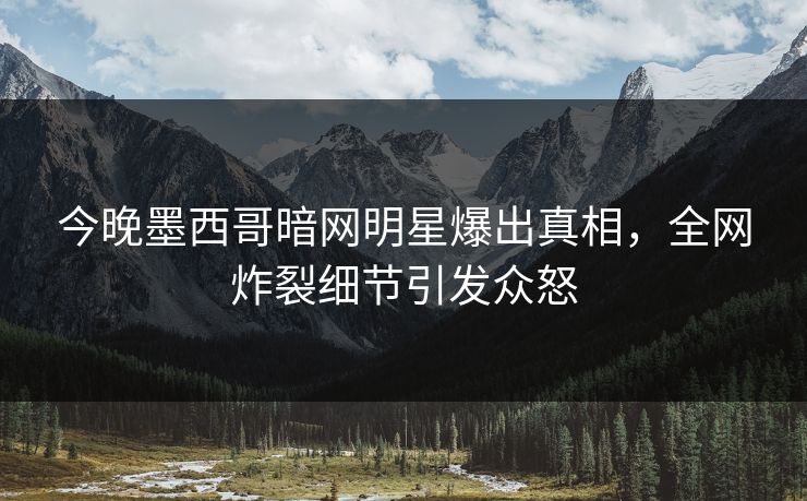 今晚墨西哥暗网明星爆出真相，全网炸裂细节引发众怒