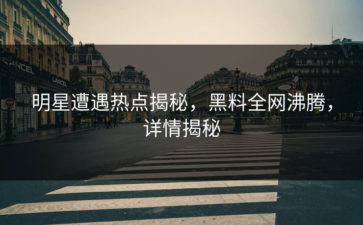 明星遭遇热点揭秘，黑料全网沸腾，详情揭秘