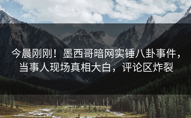 今晨刚刚！墨西哥暗网实锤八卦事件，当事人现场真相大白，评论区炸裂