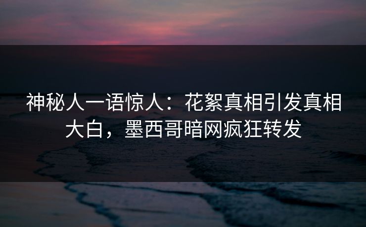 神秘人一语惊人:花絮真相引发真相大白,墨西哥暗网疯狂转发 神秘人一语惊人:花絮真相引发真相大白,墨西哥暗网疯狂转发