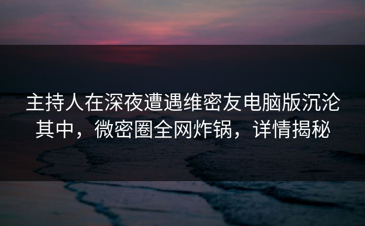 主持人在深夜遭遇维密友电脑版沉沦其中，微密圈全网炸锅，详情揭秘