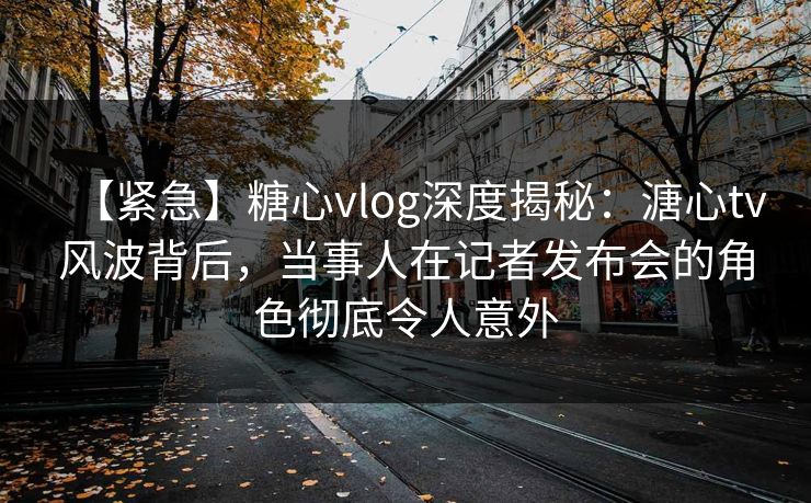 【紧急】糖心vlog深度揭秘：溏心tv风波背后，当事人在记者发布会的角色彻底令人意外